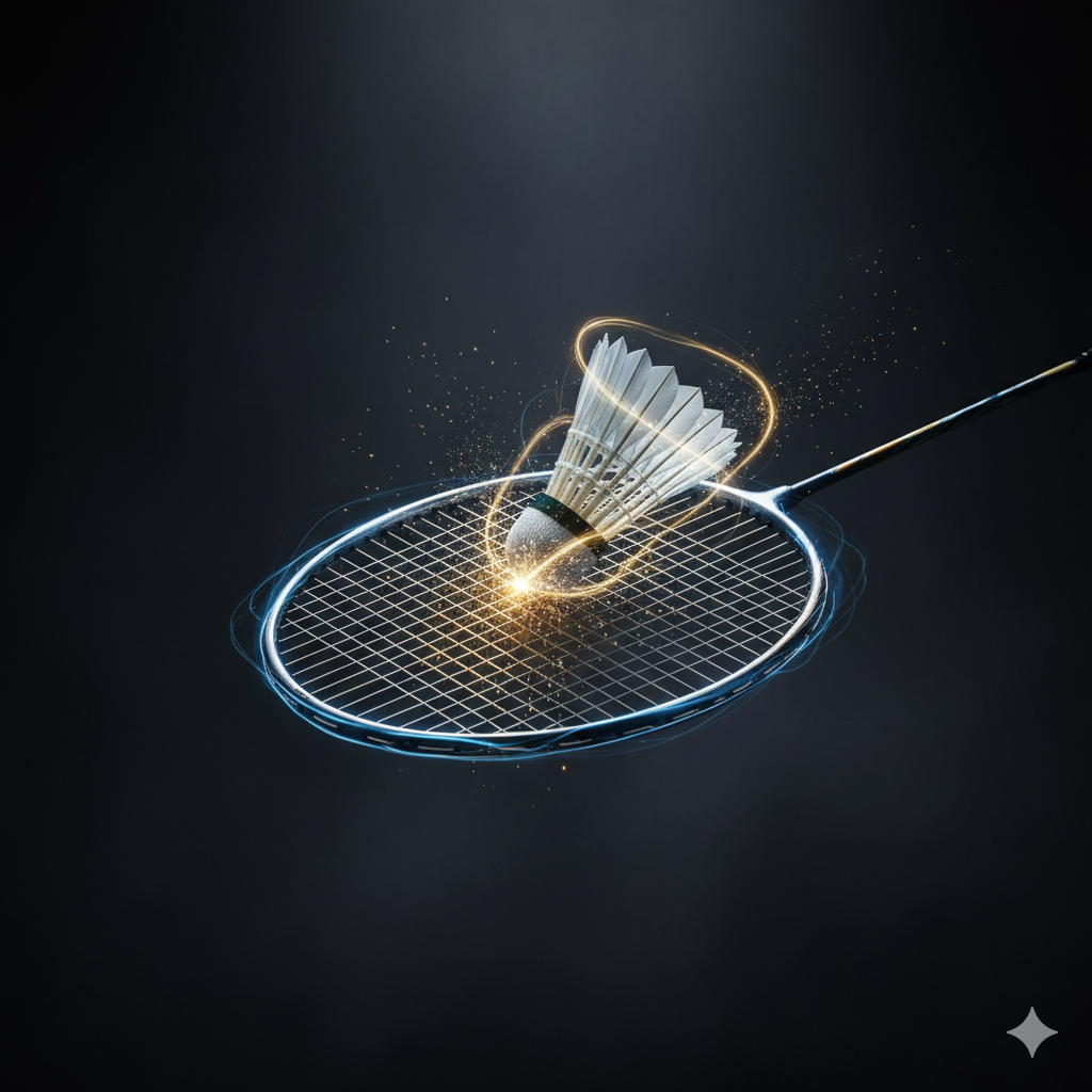 역동적인 배드민턴 셔틀콕과 라켓의 움직임